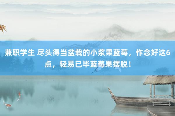 兼职学生 尽头得当盆栽的小浆果蓝莓，作念好这6点，轻易已毕蓝莓果摆脱！