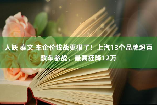 人妖 泰文 车企价钱战更狠了！上汽13个品牌超百款车参战，最高狂降12万