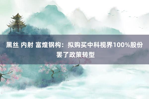 黑丝 内射 富煌钢构：拟购买中科视界100%股份 罢了政策转型