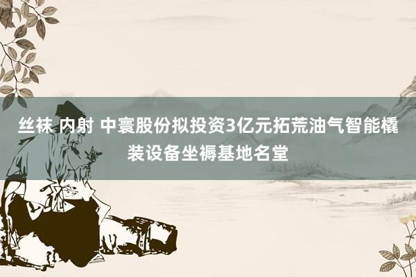 丝袜 内射 中寰股份拟投资3亿元拓荒油气智能橇装设备坐褥基地名堂