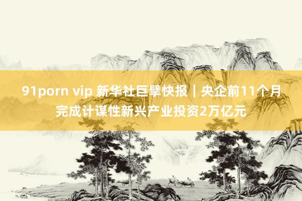 91porn vip 新华社巨擘快报｜央企前11个月完成计谋性新兴产业投资2万亿元