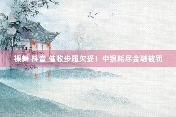 裸舞 抖音 催收步履欠妥！中银耗尽金融被罚