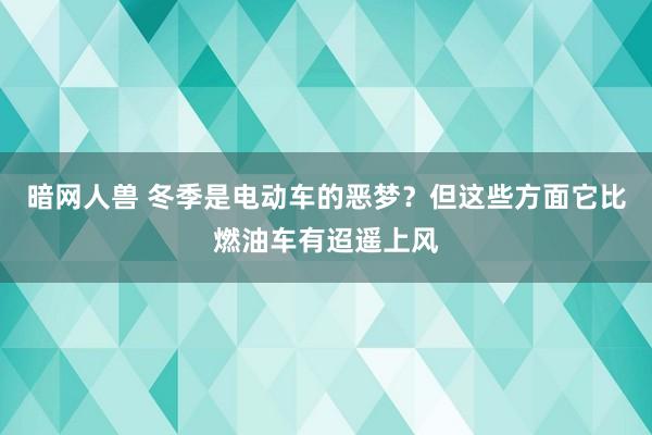 暗网人兽 冬季是电动车的恶梦？但这些方面它比燃油车有迢遥上风