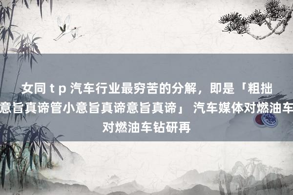 女同 t p 汽车行业最穷苦的分解，即是「粗拙旨真谛意旨真谛管小意旨真谛意旨真谛」 汽车媒体对燃油车钻研再