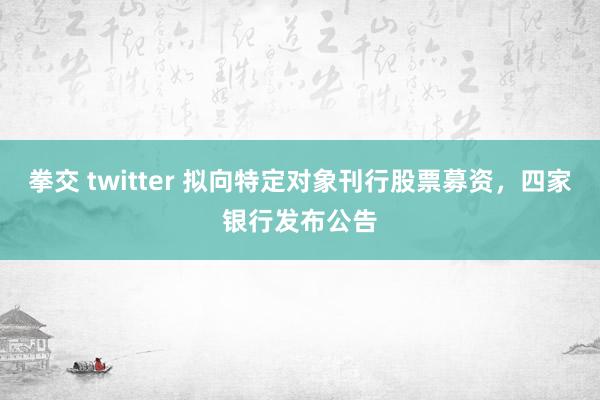 拳交 twitter 拟向特定对象刊行股票募资，四家银行发布公告